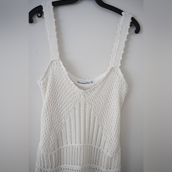 Abercrombie & Fitch Cream Crochet Knit Dress Boho Midi Size M (Tall) - Like New! - Picture 5 of 15